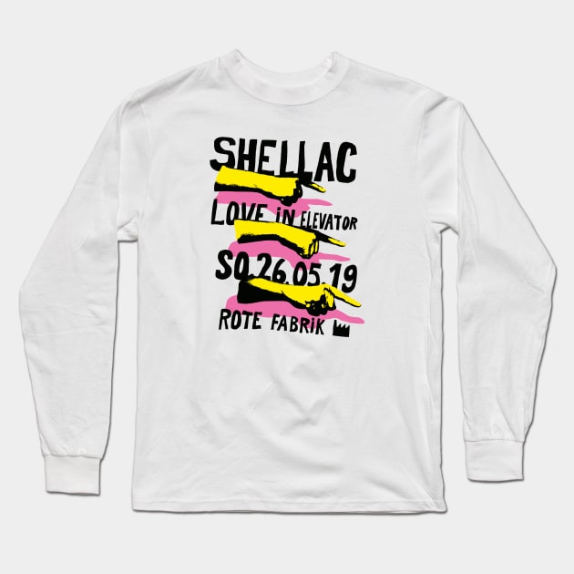 Shellac Love In Elevator Rote Fabrik Long Sleeve T-Shirt by LeRobrts